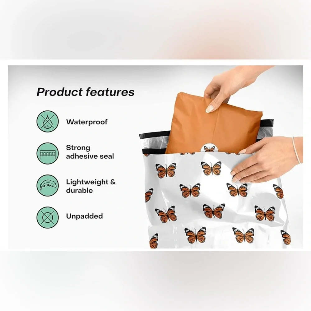 Butterfly Poly Mailers, 20 pack, 10 x 13 inch, Non Padded